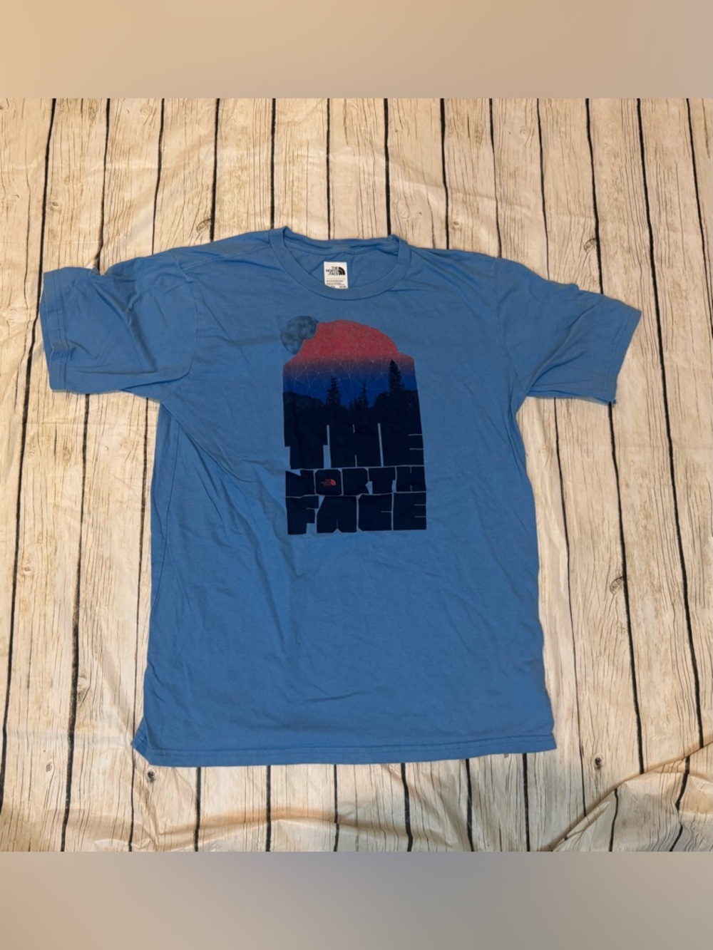 Boys The North Face Blue Short-Sleeve Graphic Tee Casual School XL
